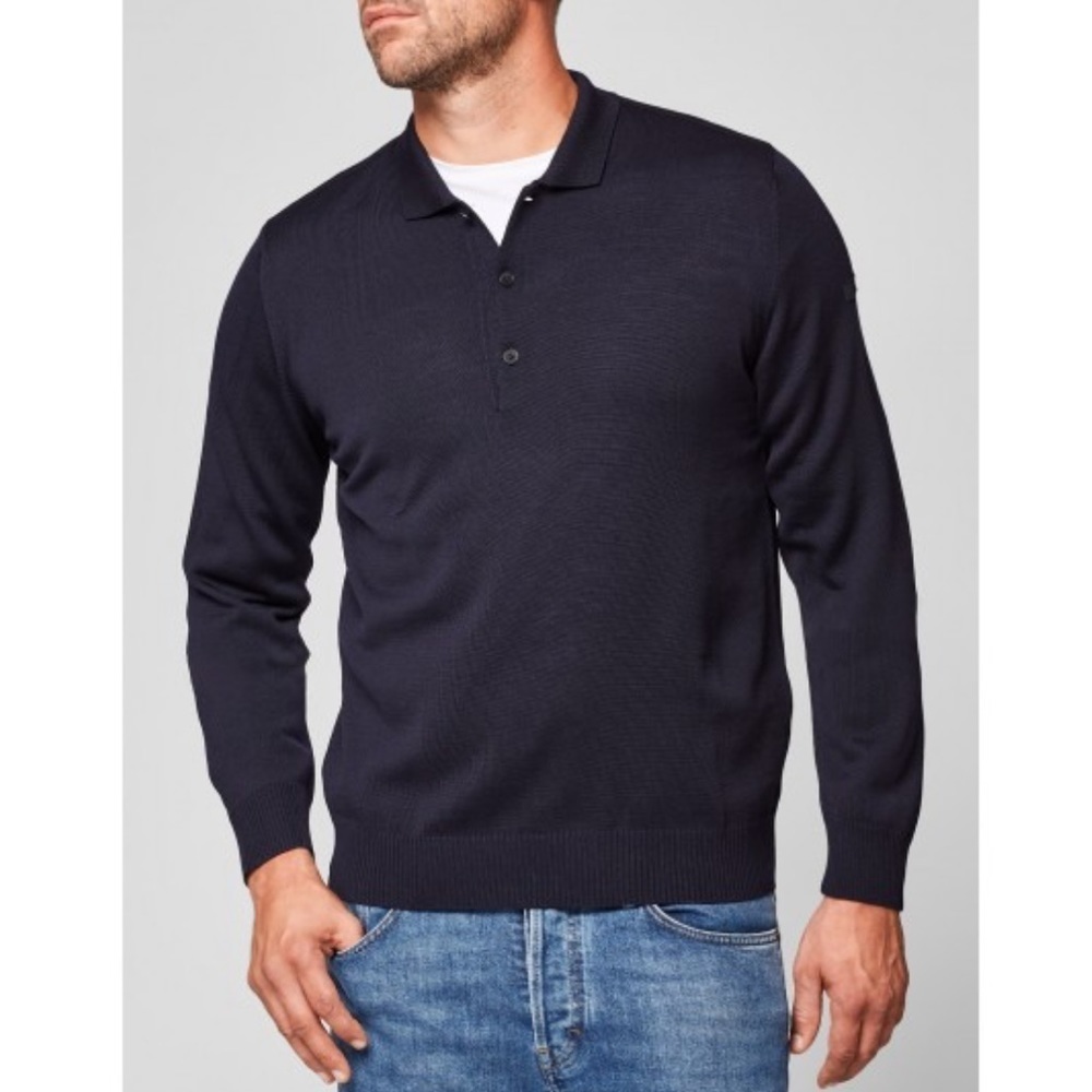 Marz M Superwash Merino Wool Polo Collar Sweater